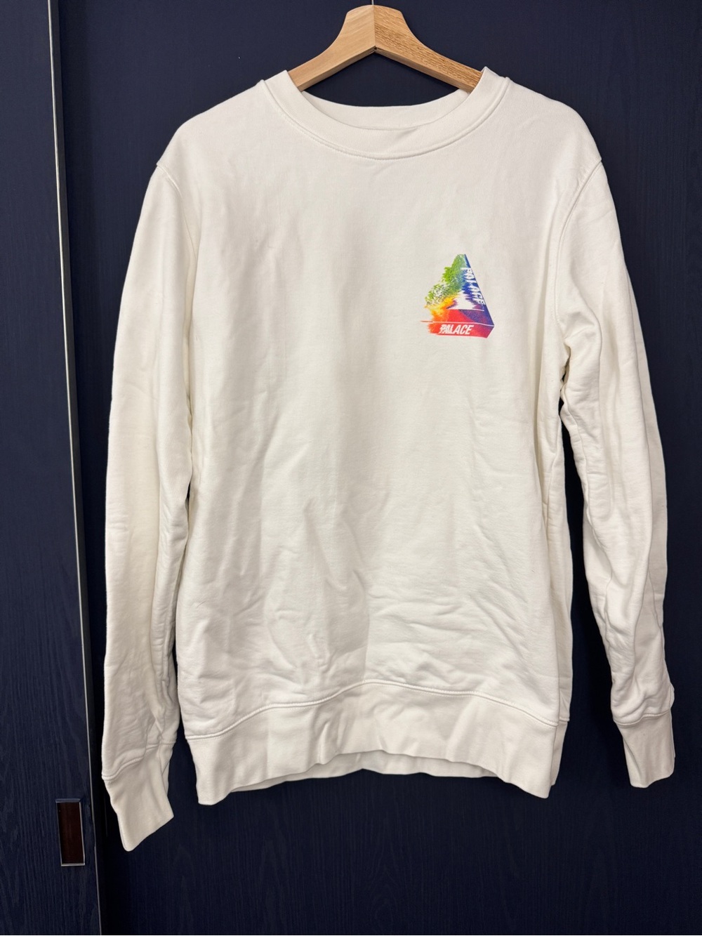 PALACE Cream Crewneck with Multicolor Triangle Logo